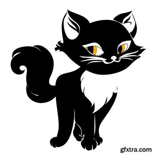 Collection of vector image black cat cats animal 25 Eps