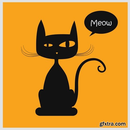 Collection of vector image black cat cats animal 25 Eps