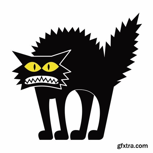 Collection of vector image black cat cats animal 25 Eps