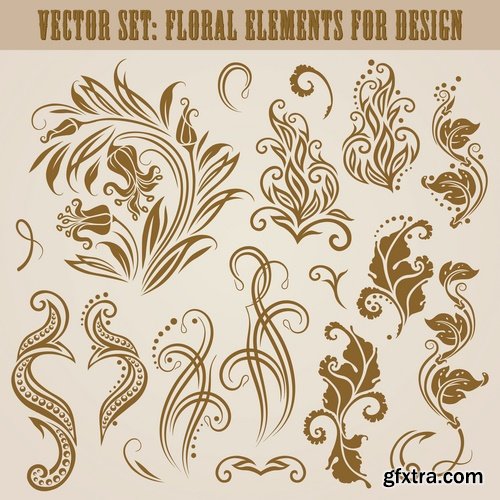 Collection of vector image calligraphic elements vintage design element 25 Eps