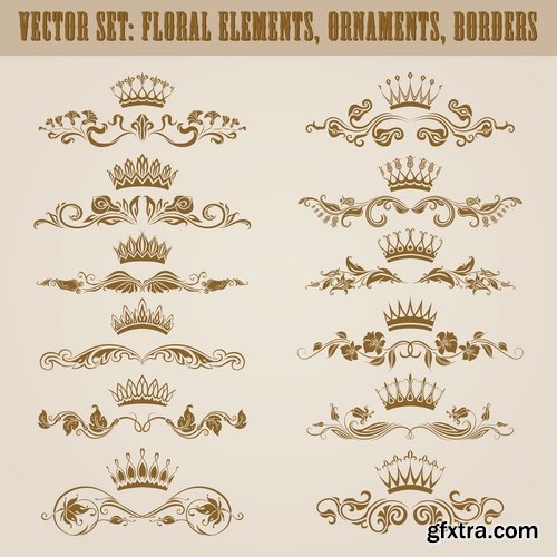 Collection of vector image calligraphic elements vintage design element 25 Eps