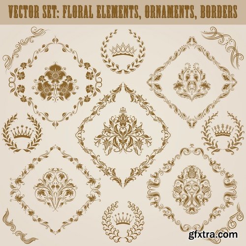 Collection of vector image calligraphic elements vintage design element 25 Eps