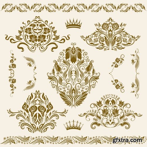 Collection of vector image calligraphic elements vintage design element 25 Eps