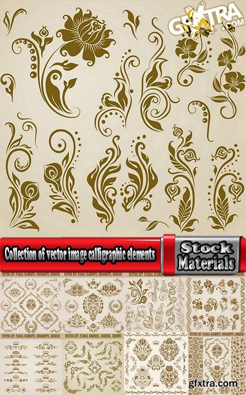 Collection of vector image calligraphic elements vintage design element 25 Eps