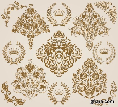 Collection of vector image calligraphic elements vintage design element 25 Eps