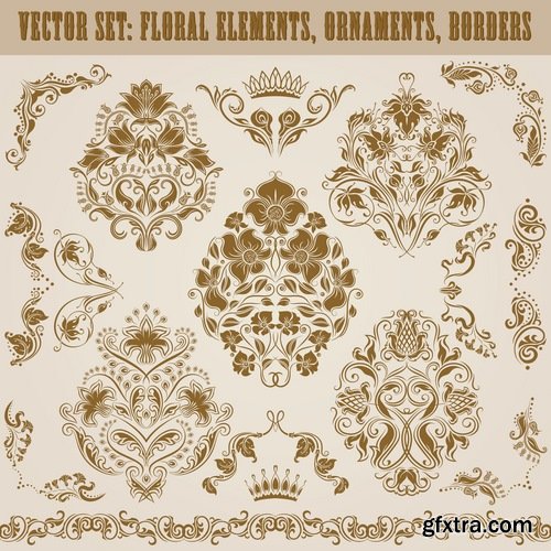 Collection of vector image calligraphic elements vintage design element 25 Eps