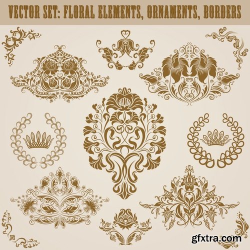 Collection of vector image calligraphic elements vintage design element 25 Eps