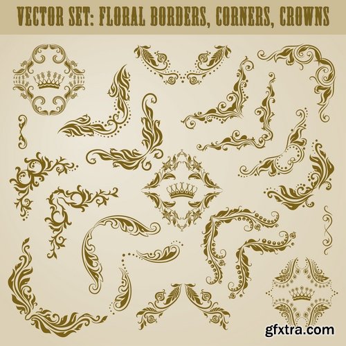 Collection of vector image calligraphic elements vintage design element 25 Eps