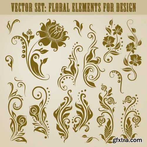 Collection of vector image calligraphic elements vintage design element 25 Eps