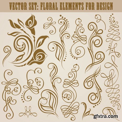 Collection of vector image calligraphic elements vintage design element 25 Eps