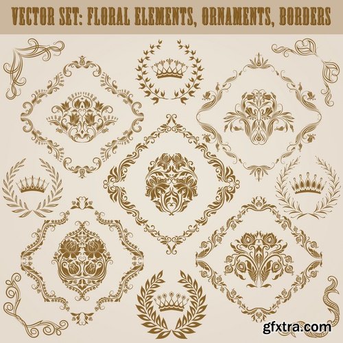 Collection of vector image calligraphic elements vintage design element 25 Eps