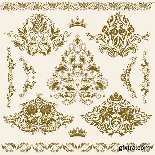 Collection of vector image calligraphic elements vintage design element 25 Eps