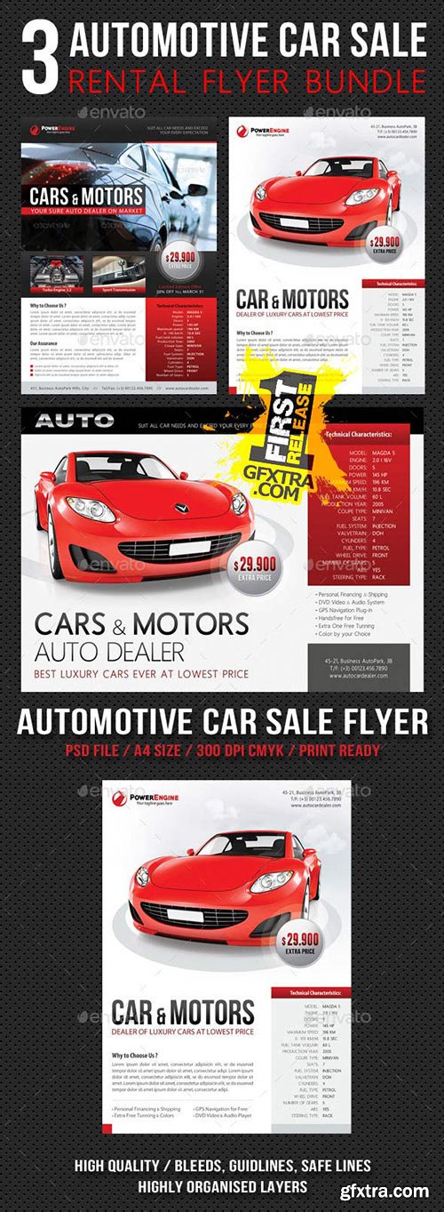 GraphicRiver - 3 in 1 Automotive Car Sale Rental Flyer Bundle 10922071