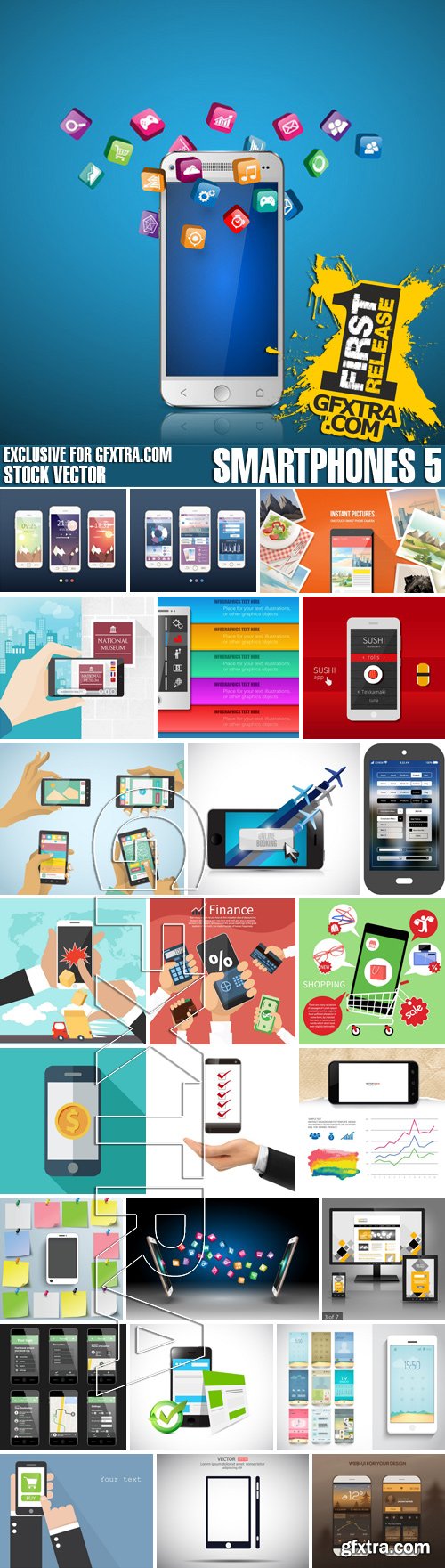 Stock Vectors - Smartphones 5, 25xEPS