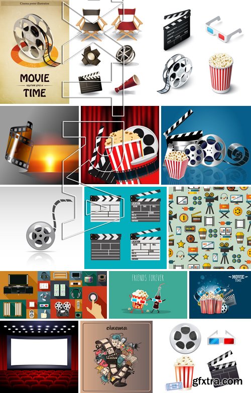 Stock Vectors - Cinema and Film 5, 25xEPS