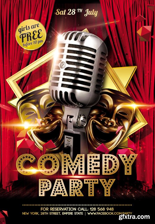 Comedy Party Flyer Template FB Cover