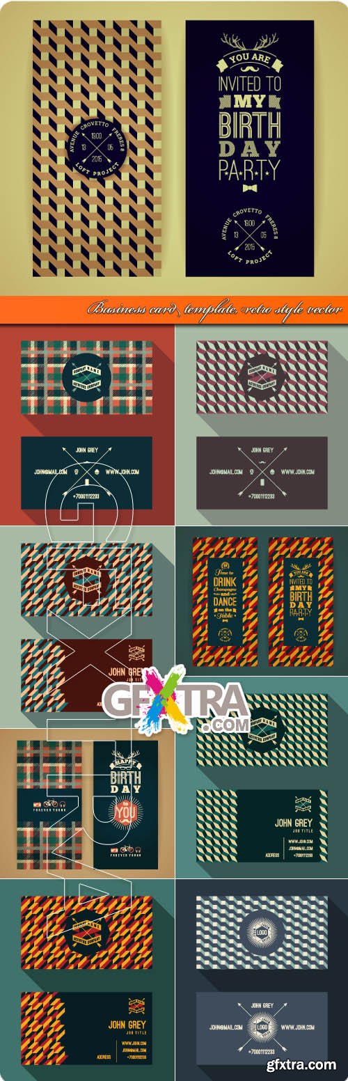 Business card template retro style vector