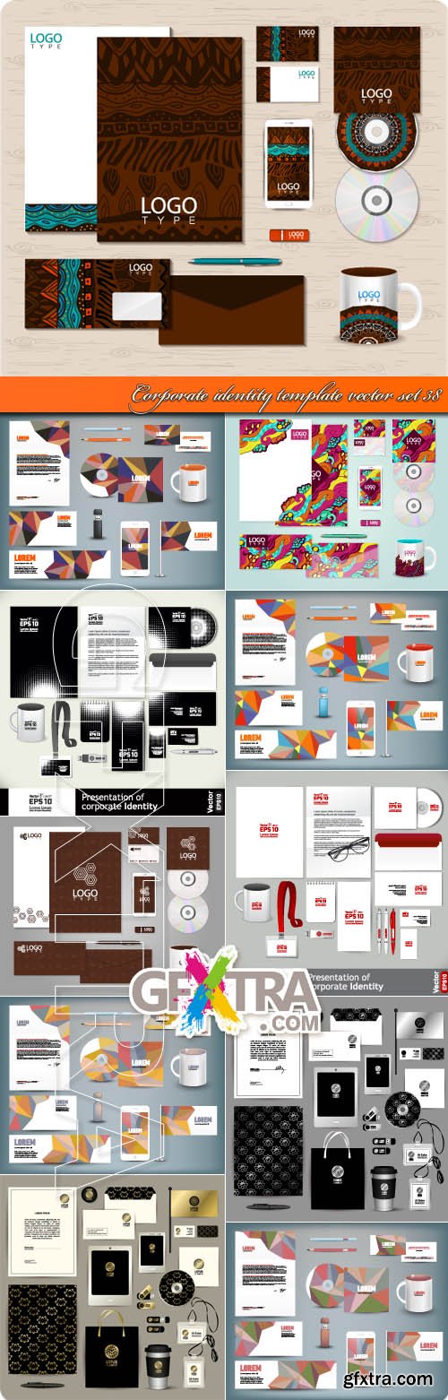 Corporate identity template vector set 38