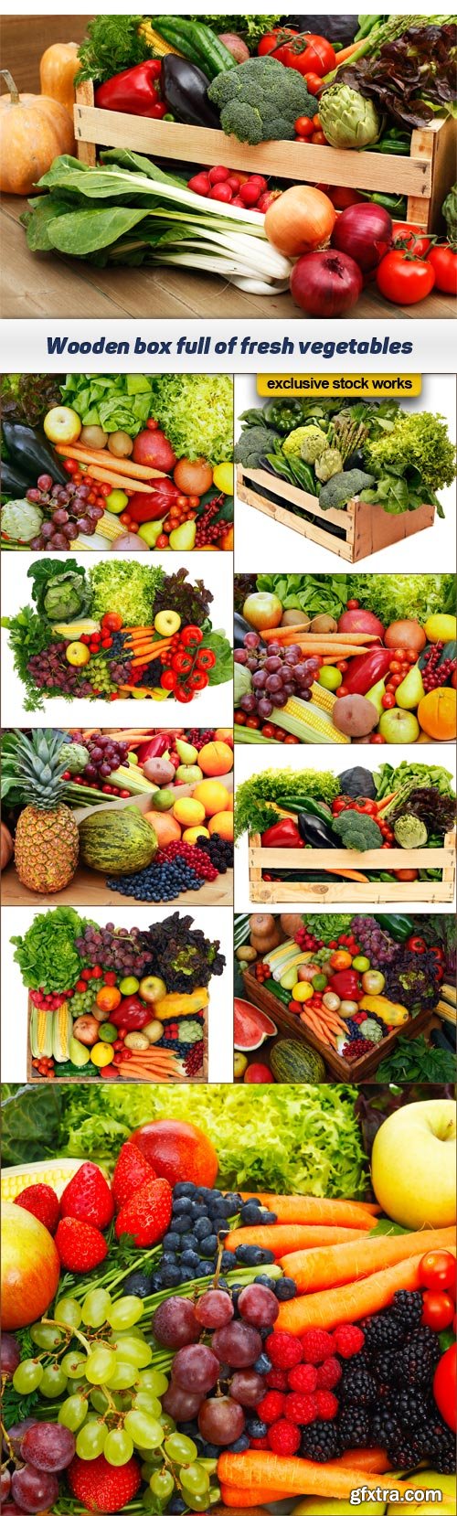 Wooden box full of fresh vegetables 10x JPEG