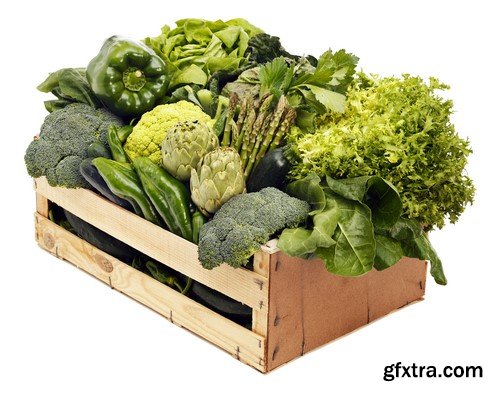 Wooden box full of fresh vegetables 10x JPEG