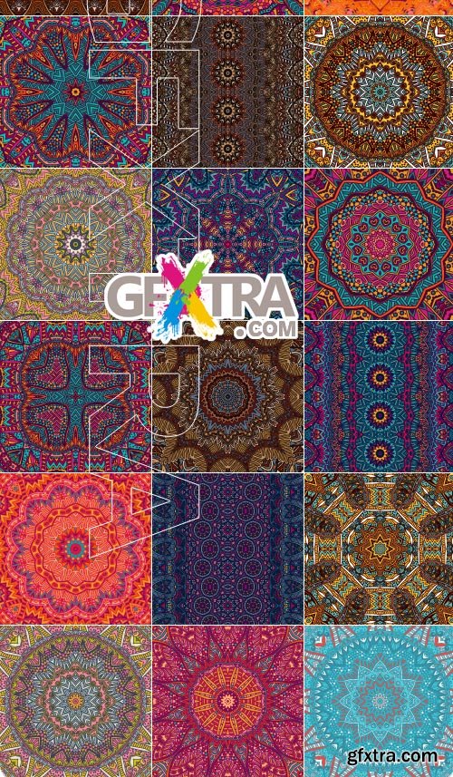 Seamless pattern with ornamental ethnic elements colorful background vector