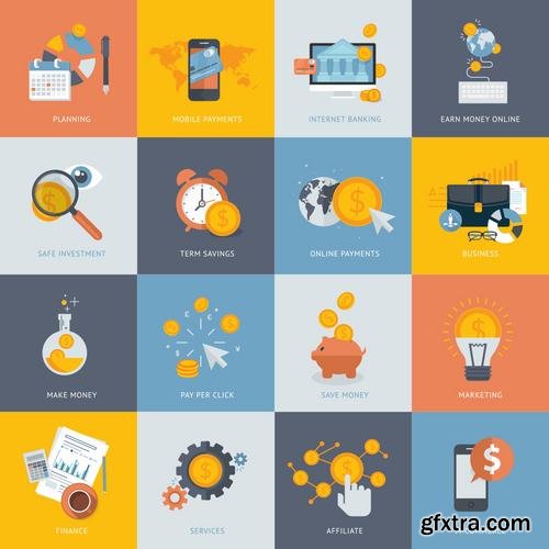 Stock Vector - Big Icons and Stickers Set, 25EPS