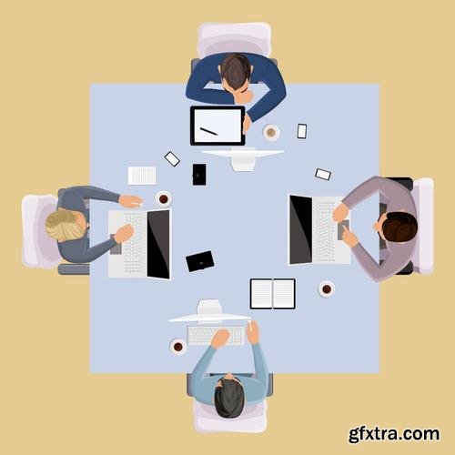 Stock Vector - Business Meeting Teamwork Brainstorming, 25EPS