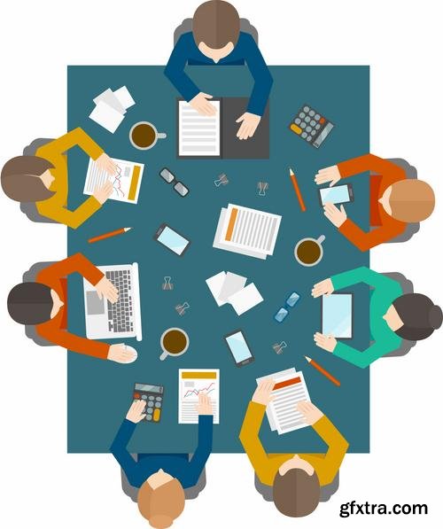 Stock Vector - Business Meeting Teamwork Brainstorming, 25EPS