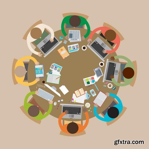 Stock Vector - Business Meeting Teamwork Brainstorming, 25EPS