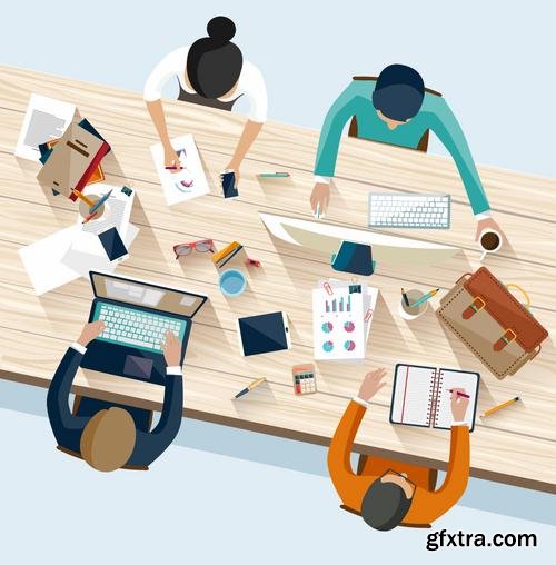 Stock Vector - Business Meeting Teamwork Brainstorming, 25EPS