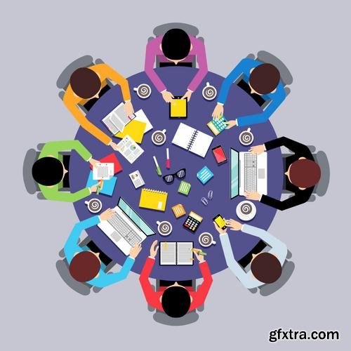 Stock Vector - Business Meeting Teamwork Brainstorming, 25EPS