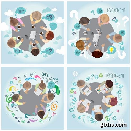 Stock Vector - Business Meeting Teamwork Brainstorming, 25EPS