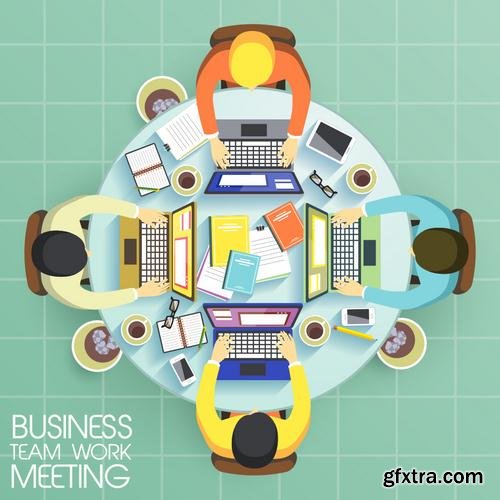 Stock Vector - Business Meeting Teamwork Brainstorming, 25EPS