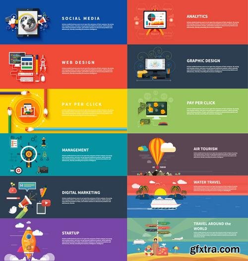 Stock Vector - Flat Design Business Infographics Banners, 25EPS