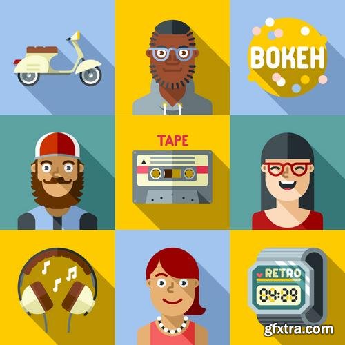 Stock Vector - Hipster Design Elements Characters Icons Sings, 25EPS