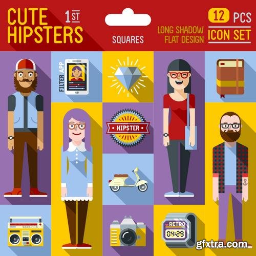 Stock Vector - Hipster Design Elements Characters Icons Sings, 25EPS