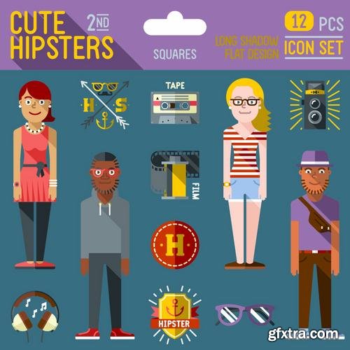 Stock Vector - Hipster Design Elements Characters Icons Sings, 25EPS