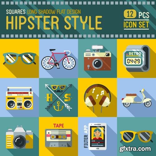 Stock Vector - Hipster Design Elements Characters Icons Sings, 25EPS