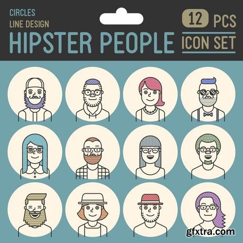 Stock Vector - Hipster Design Elements Characters Icons Sings, 25EPS