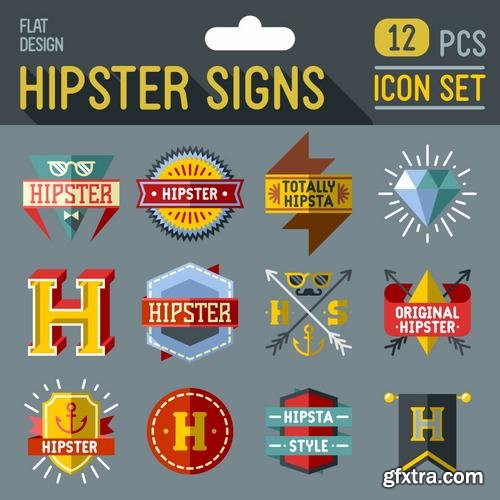 Stock Vector - Hipster Design Elements Characters Icons Sings, 25EPS