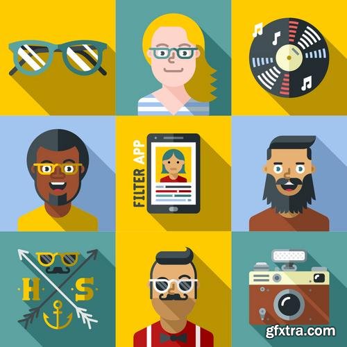 Stock Vector - Hipster Design Elements Characters Icons Sings, 25EPS