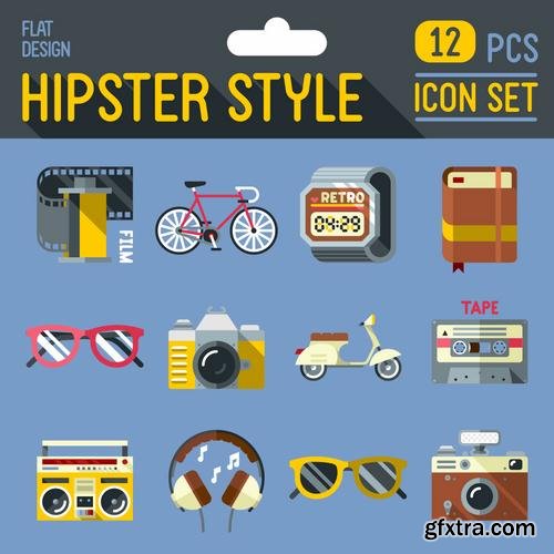 Stock Vector - Hipster Design Elements Characters Icons Sings, 25EPS