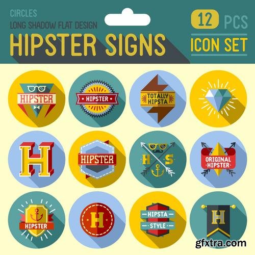 Stock Vector - Hipster Design Elements Characters Icons Sings, 25EPS