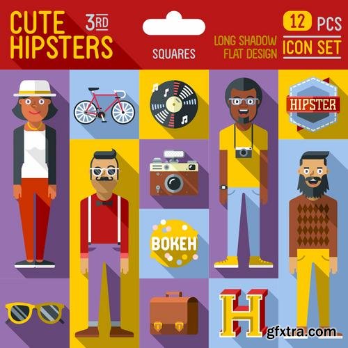 Stock Vector - Hipster Design Elements Characters Icons Sings, 25EPS