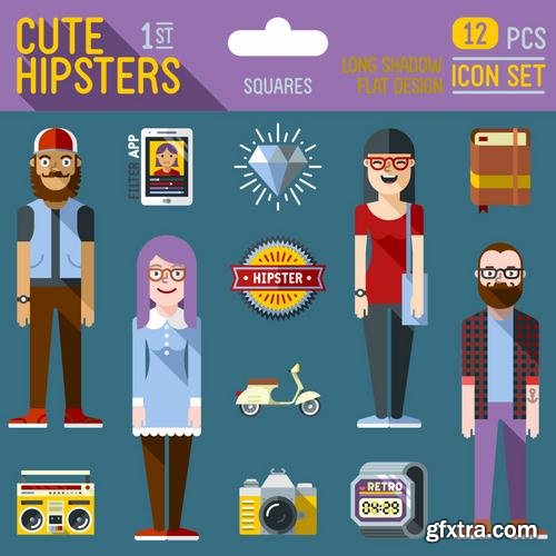 Stock Vector - Hipster Design Elements Characters Icons Sings, 25EPS