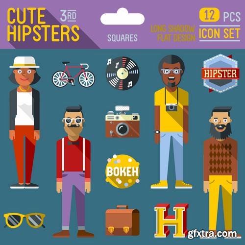 Stock Vector - Hipster Design Elements Characters Icons Sings, 25EPS