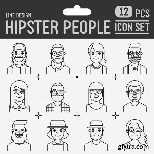 Stock Vector - Hipster Design Elements Characters Icons Sings, 25EPS