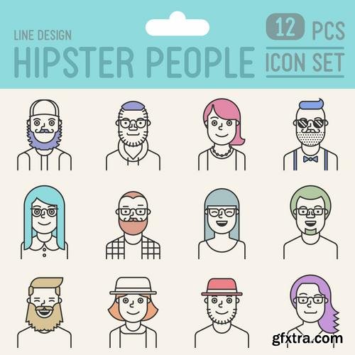 Stock Vector - Hipster Design Elements Characters Icons Sings, 25EPS