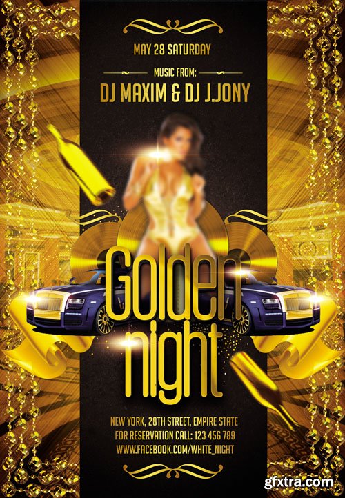 Golden Night 2 Flyer PSD Template FB Cover