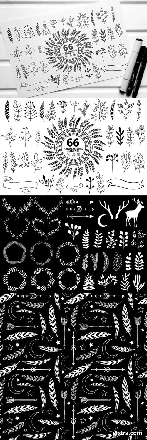 CM - 66 Hand Sketched Elements for Design 158110